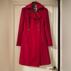 Diane con Furstenberg Fitted Red Wool Coat Size XS/0